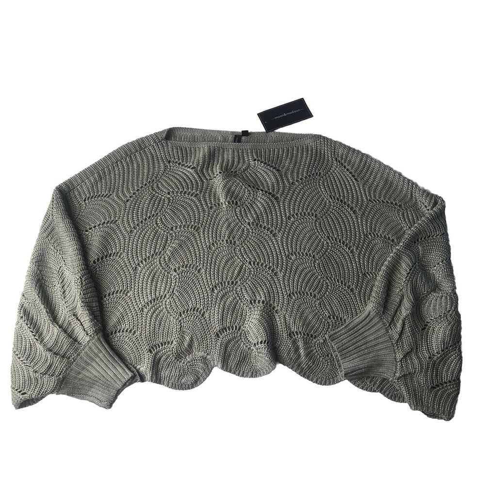 Anthropologie Moon & Madison Womens Open Cable Knit Crop oversized Sweater Sage